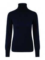 High neck cashmere sweater navy blue