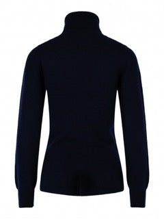 High neck cashmere sweater navy blue