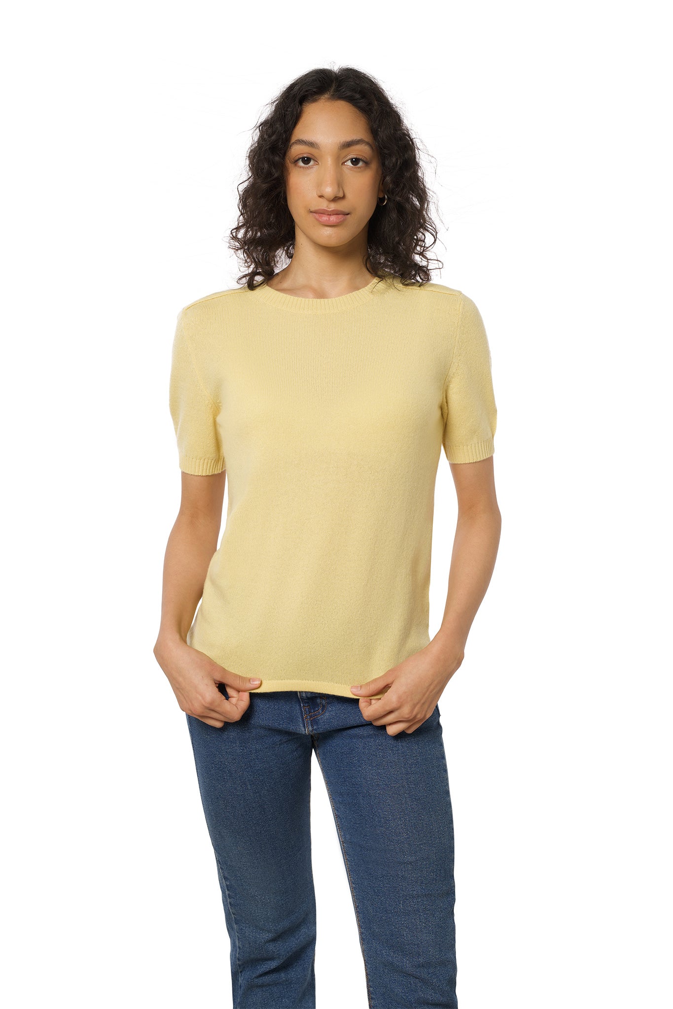 Short Sleeve Cashmere T-Shirt – Yellow