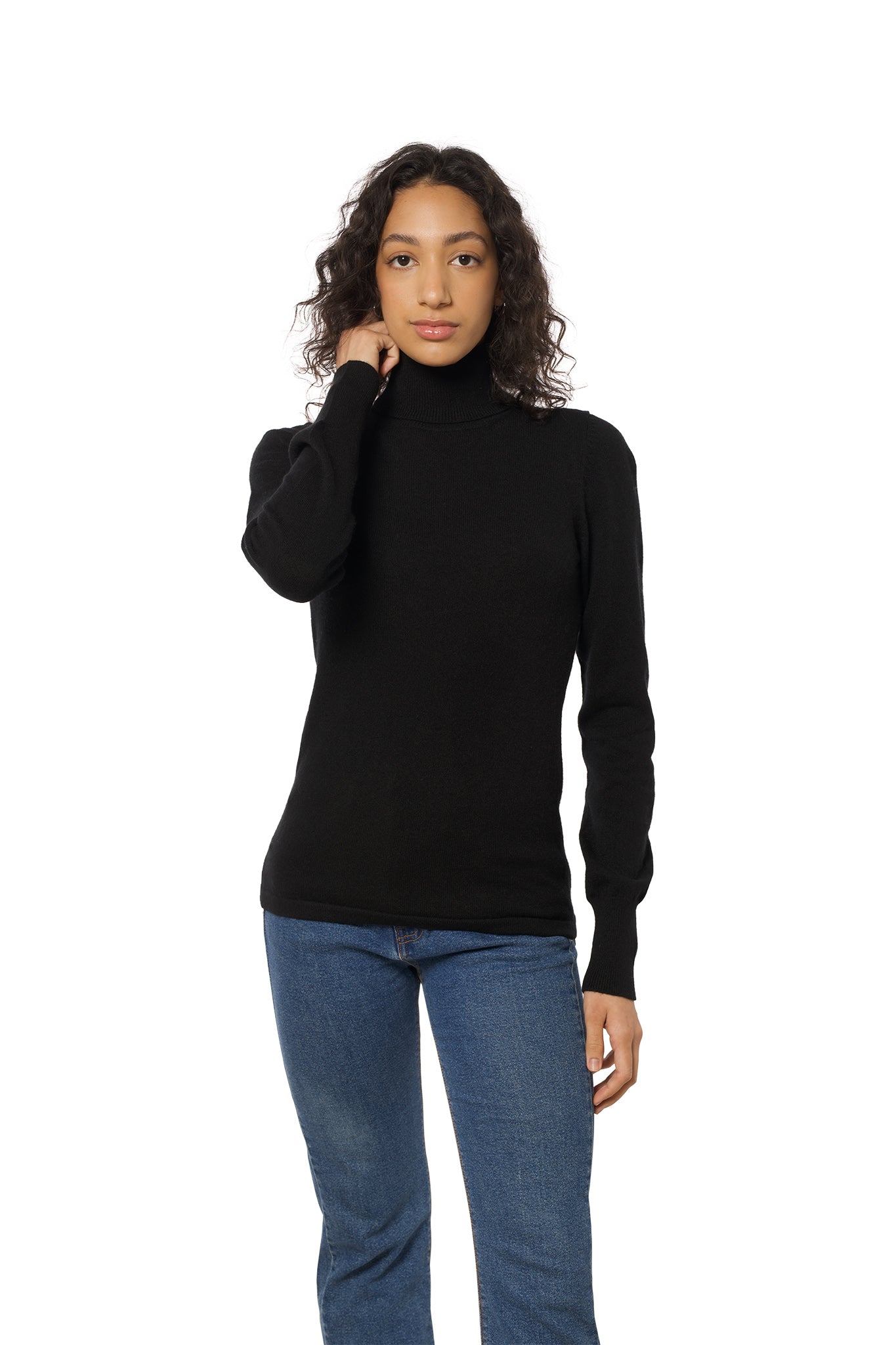 Turtleneck Cashmere Sweater – Black
