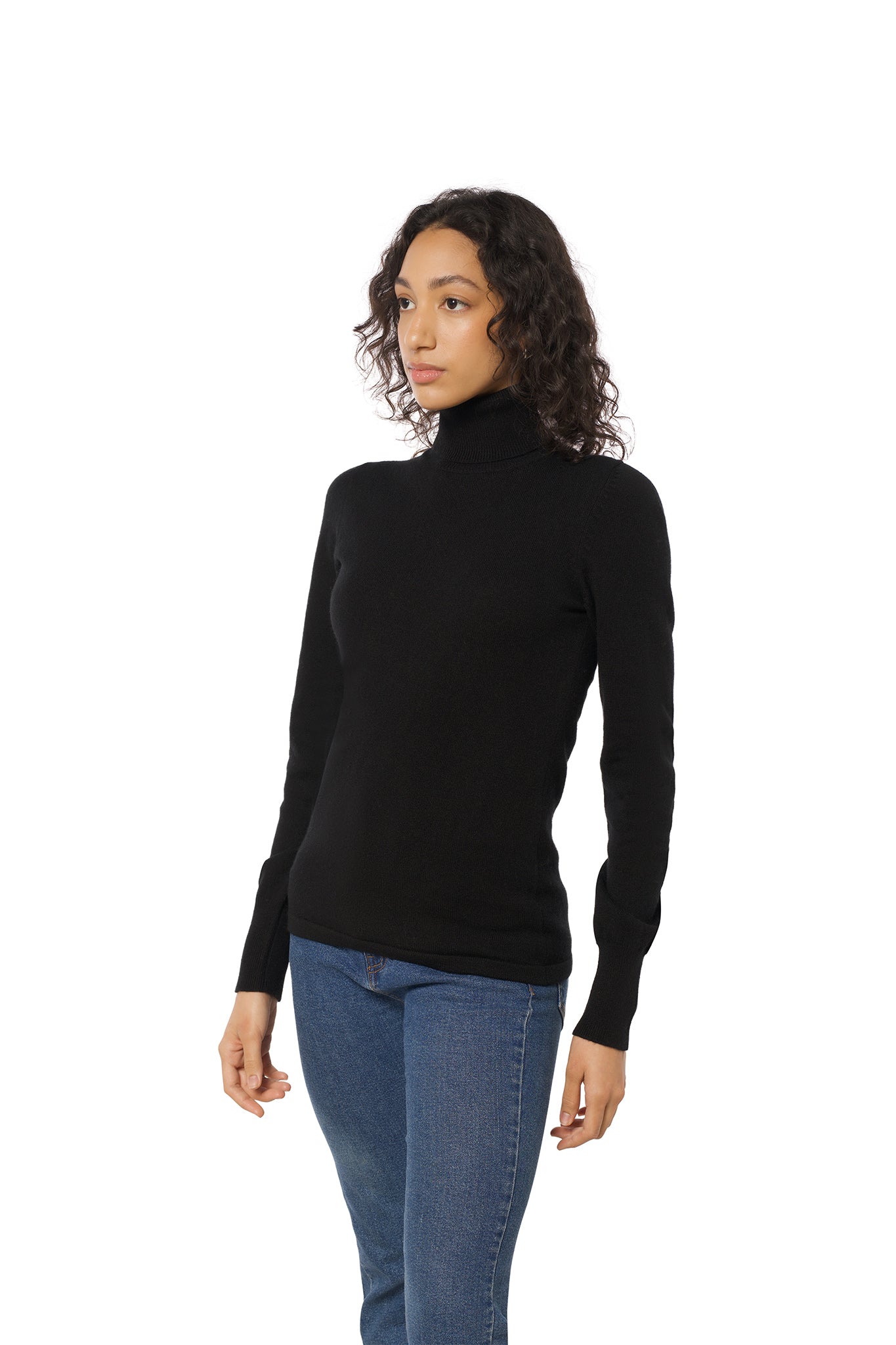 Turtleneck Cashmere Sweater – Black