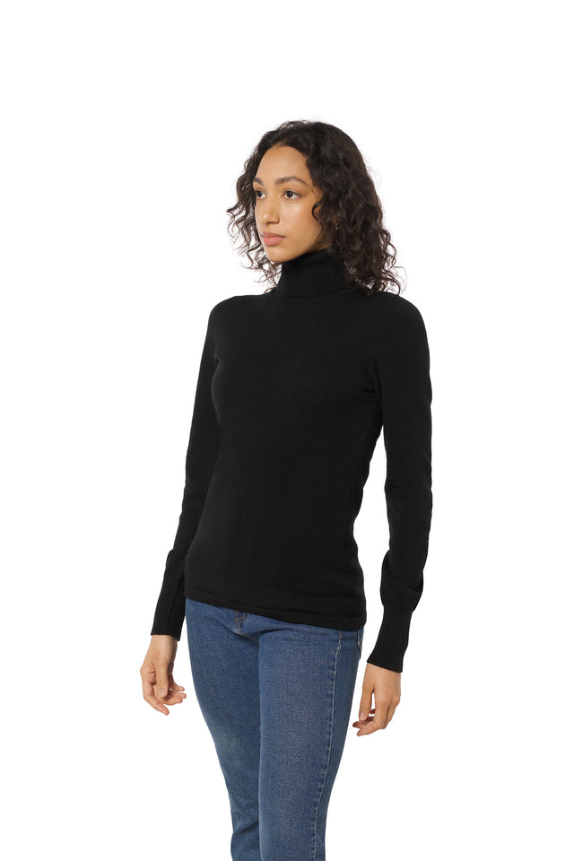 Turtleneck Cashmere Sweater – Black
