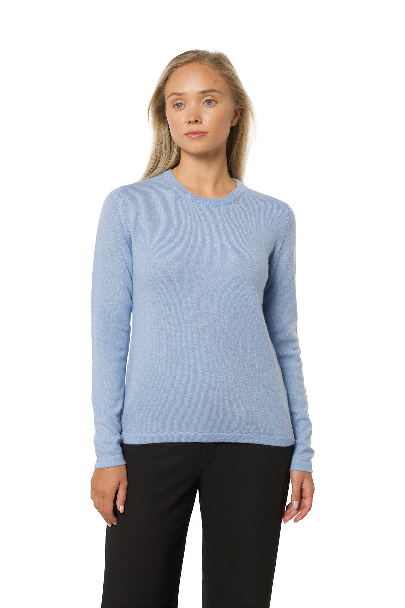 Round Neck Cashmere Sweater – Light Blue