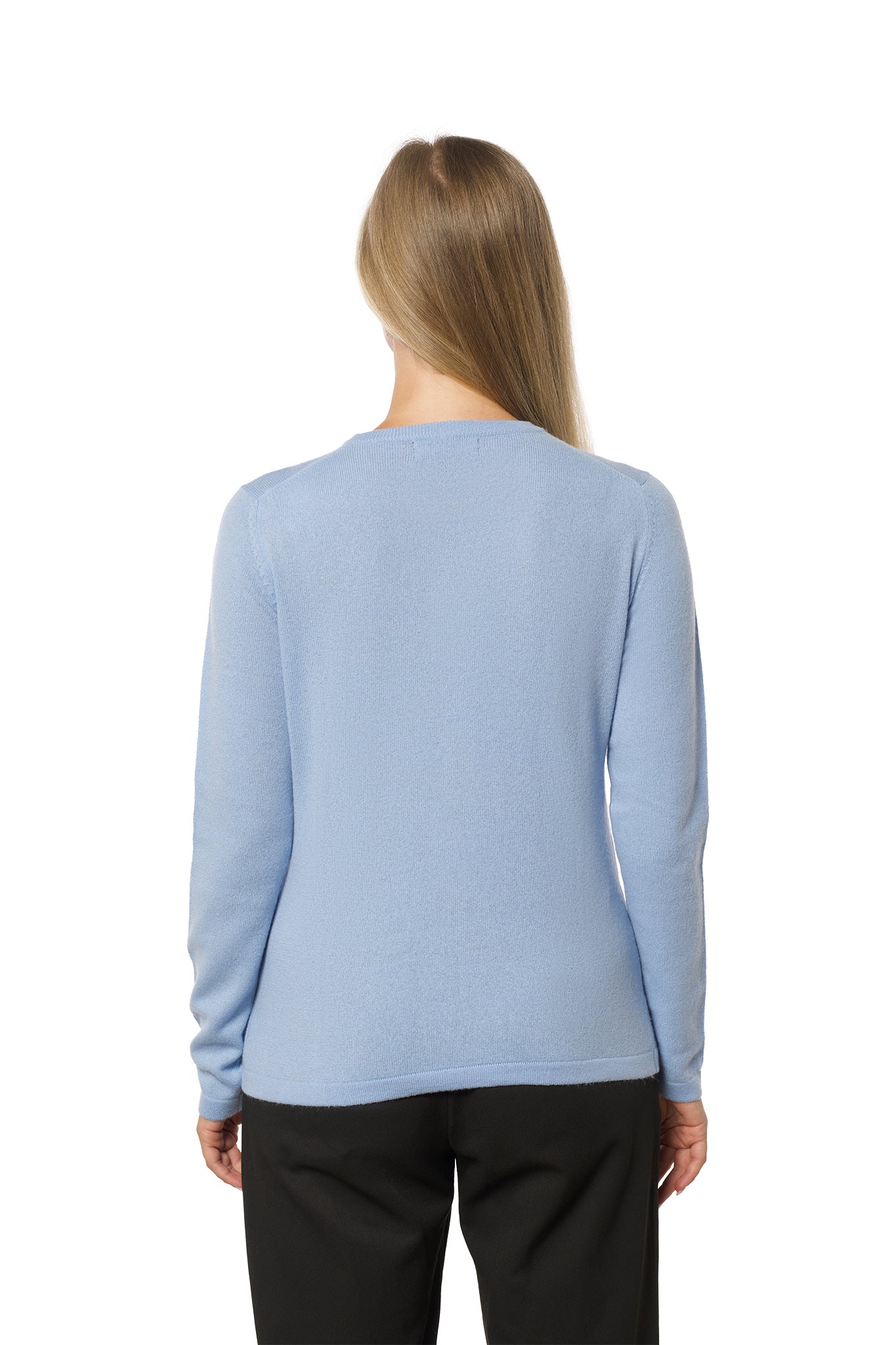 Round Neck Cashmere Sweater – Light Blue