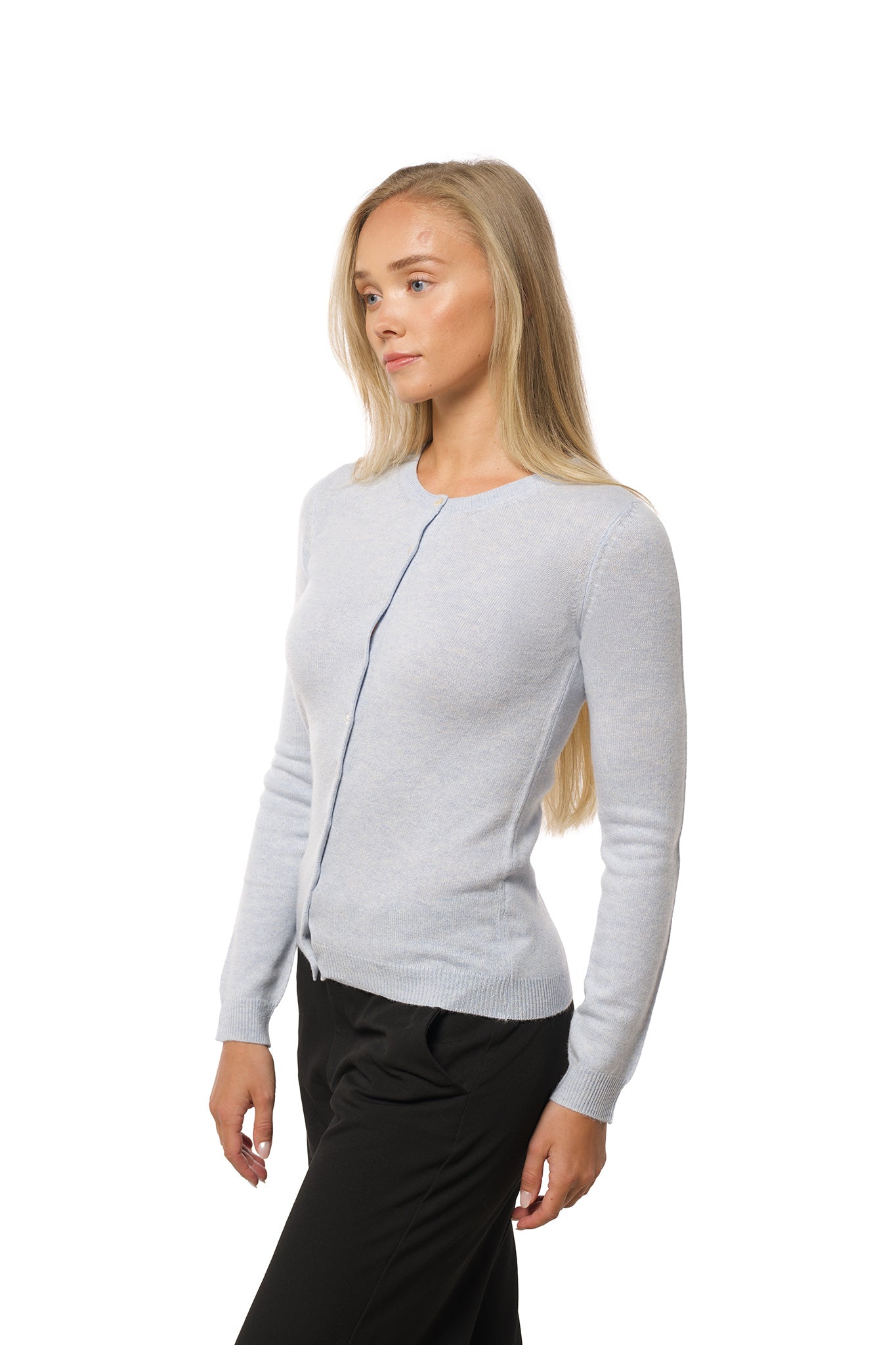 Classic Cashmere Cardigan – Blue Mist