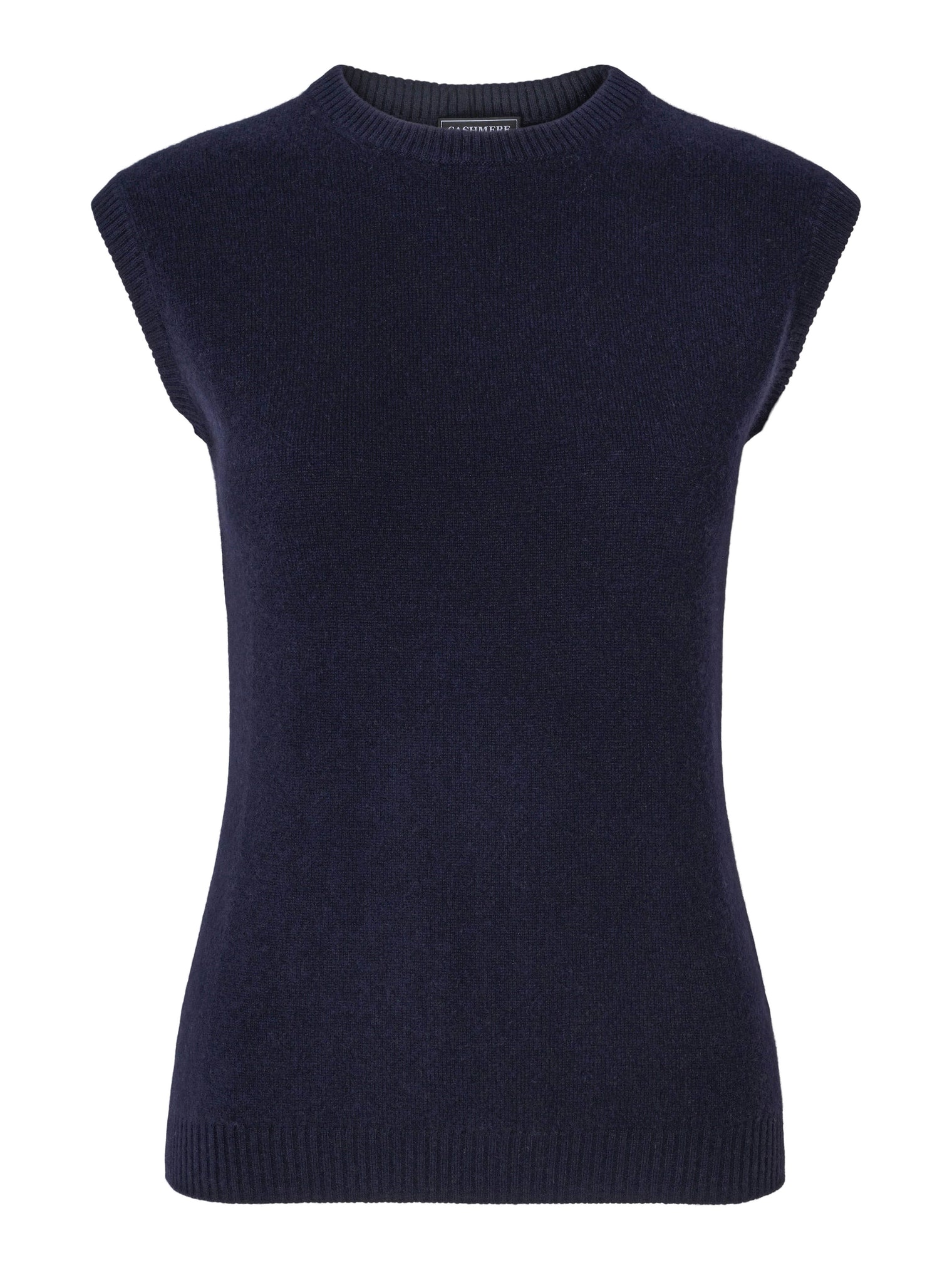 Classic Light Navy Blue Round Neck Cashmere Vest