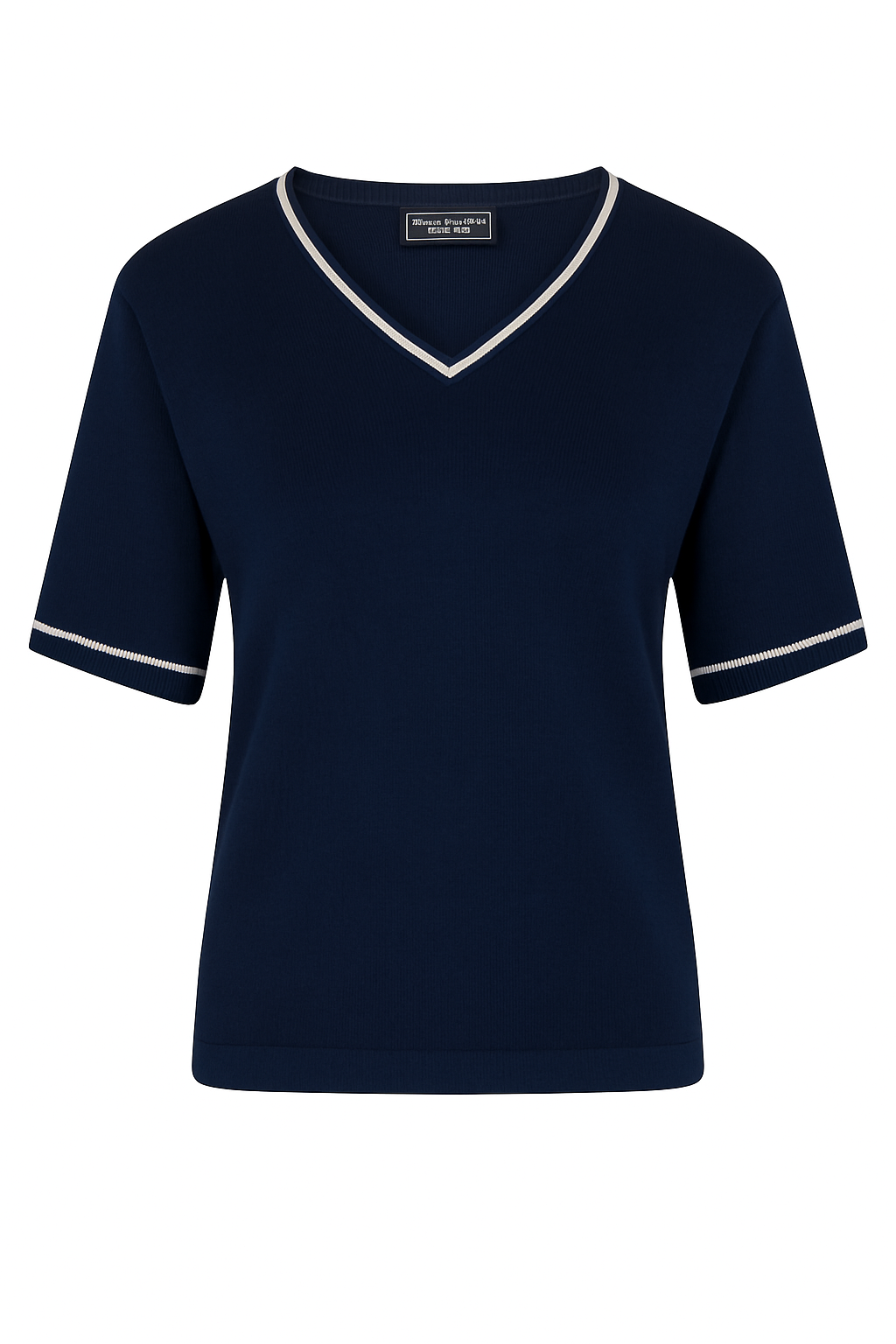V-hals T-skjorte i cashmere-silke med kontrastdetaljer