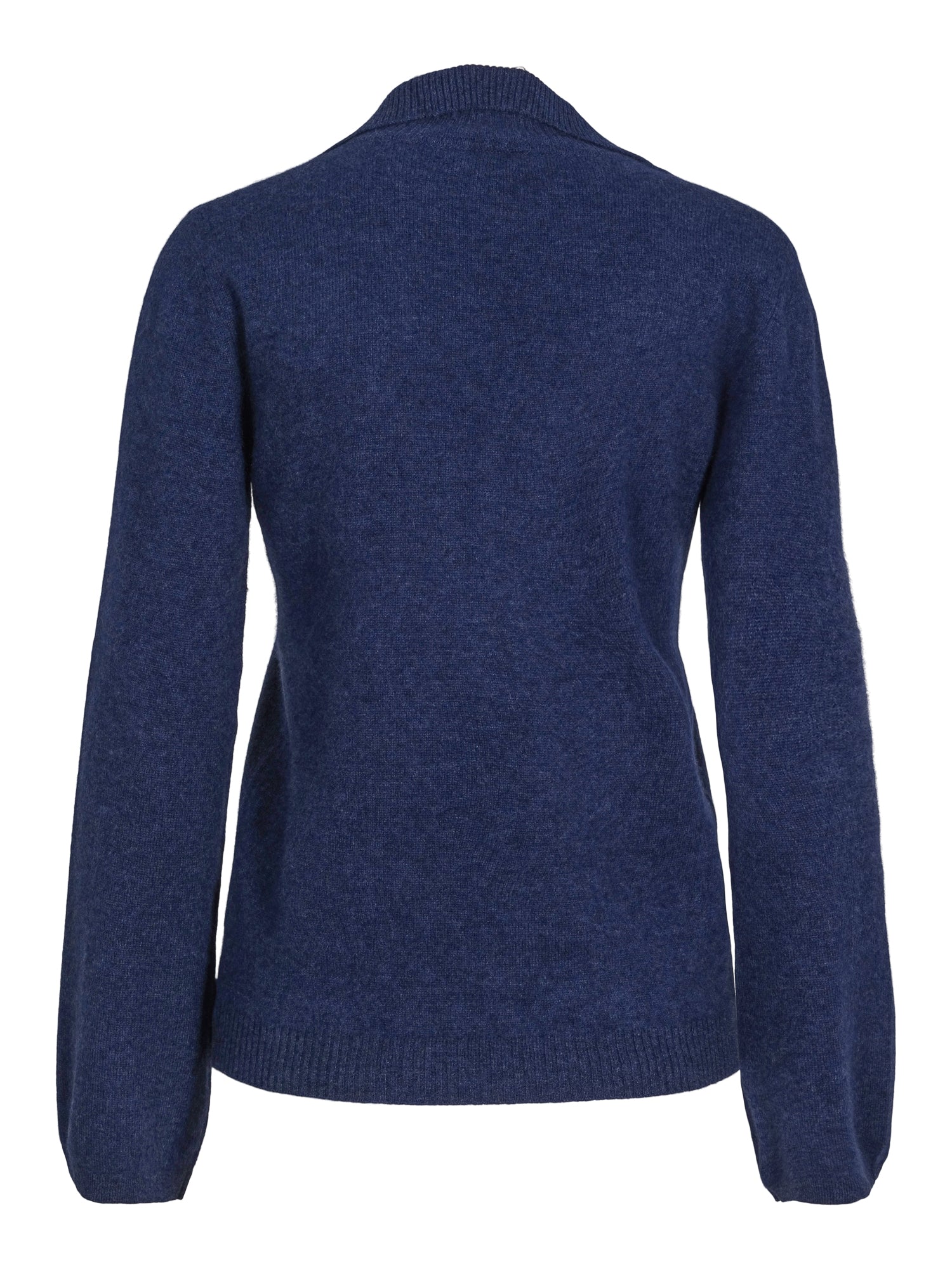 Classic demin cashmere sweater with v-neck and collar