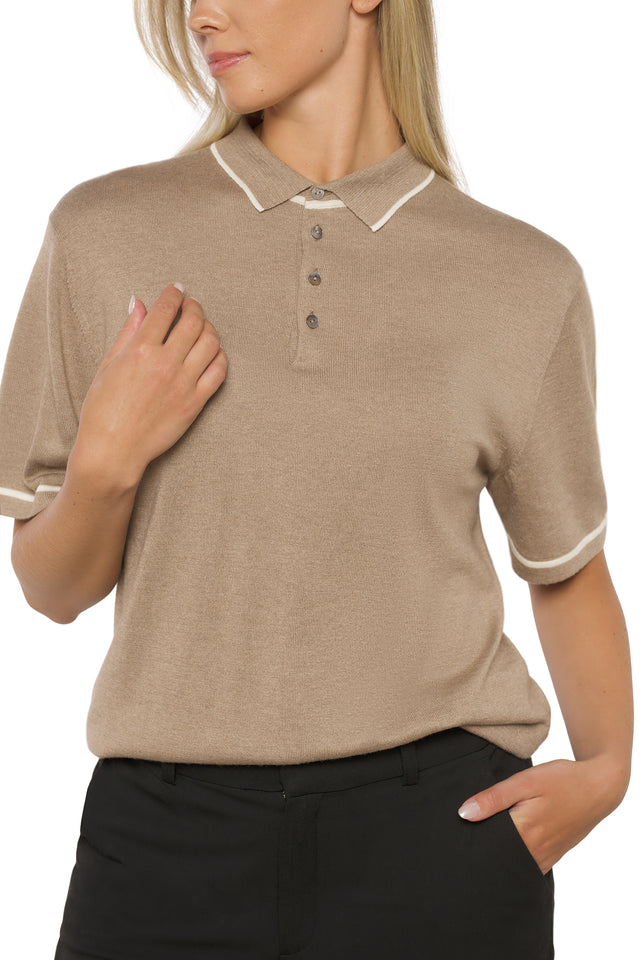 Polo in cashmere and silk mix nature