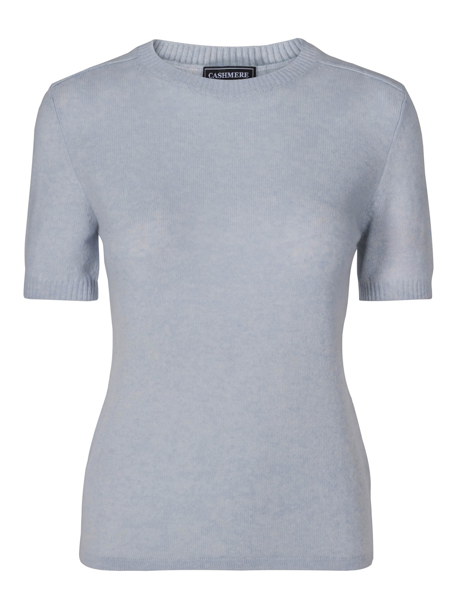 Short-sleeved cashmere t-shirt grey-blue