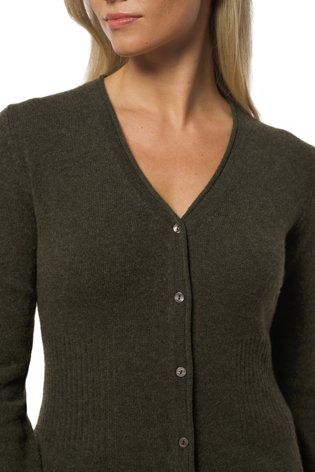 Classic Cashmere Cardigan – Moss Green