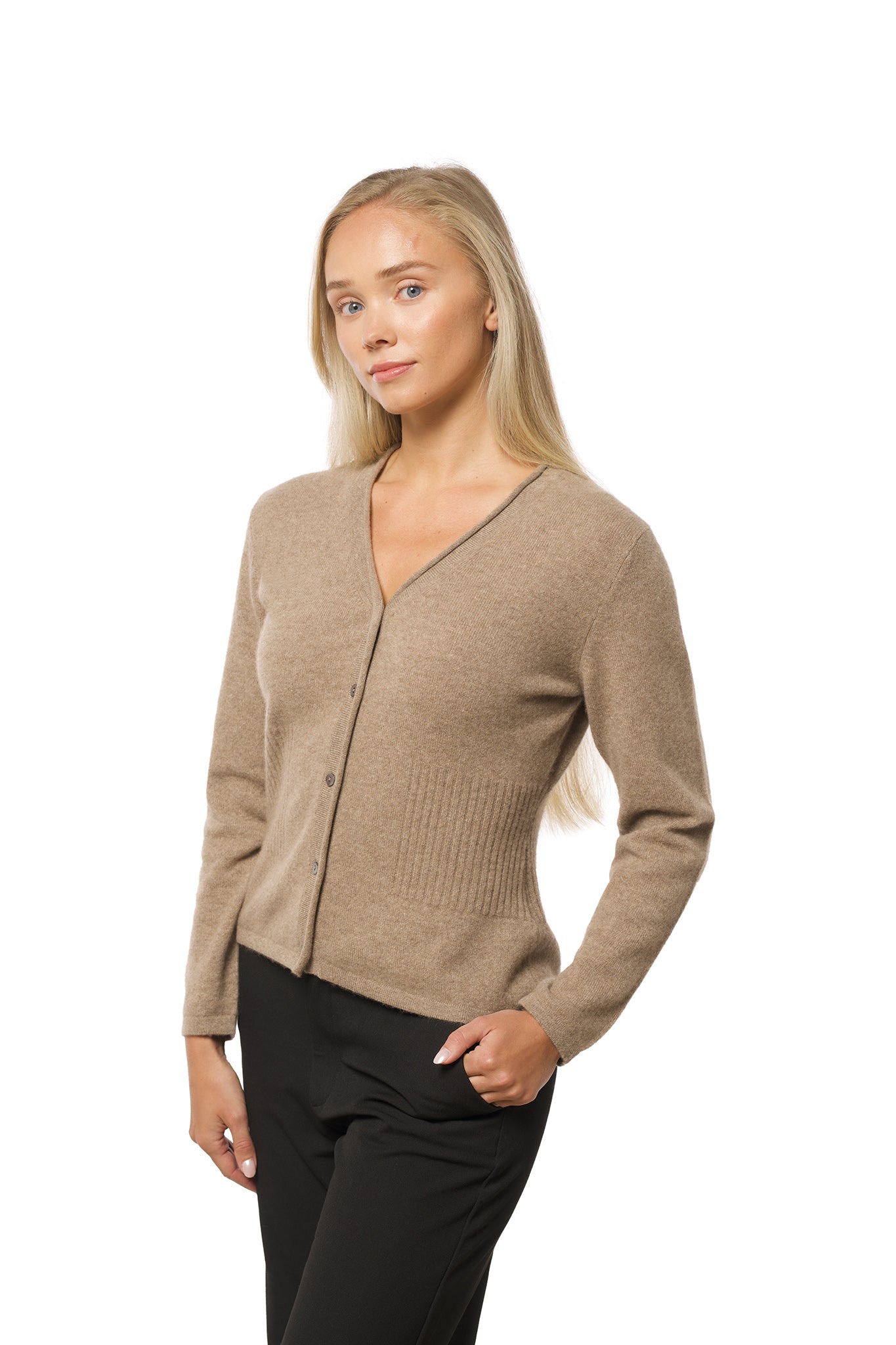 Classic cashmere cardigan organic flared