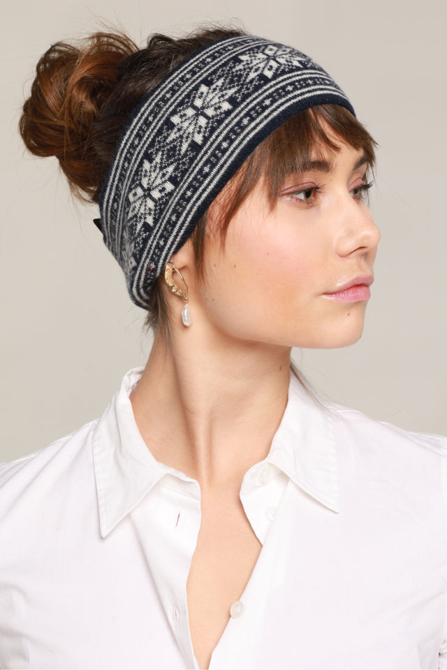 Kashmir headband blue and white