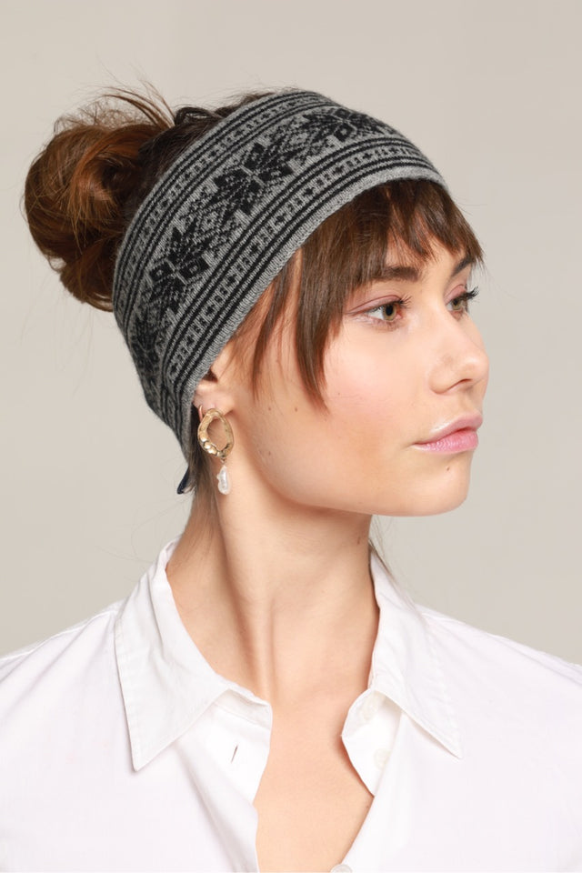 Kashmir headband gray and black