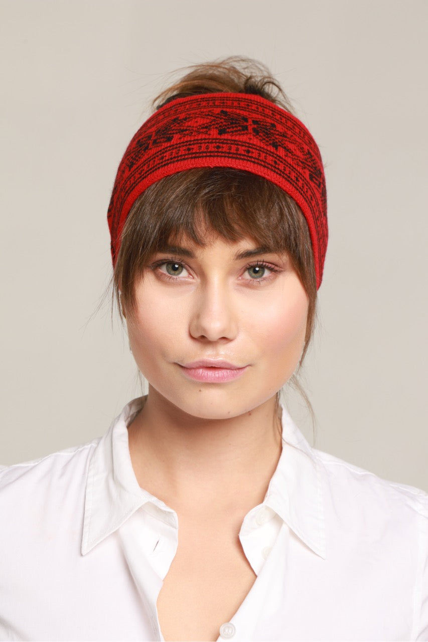 Cashmere Headband – Red and Black