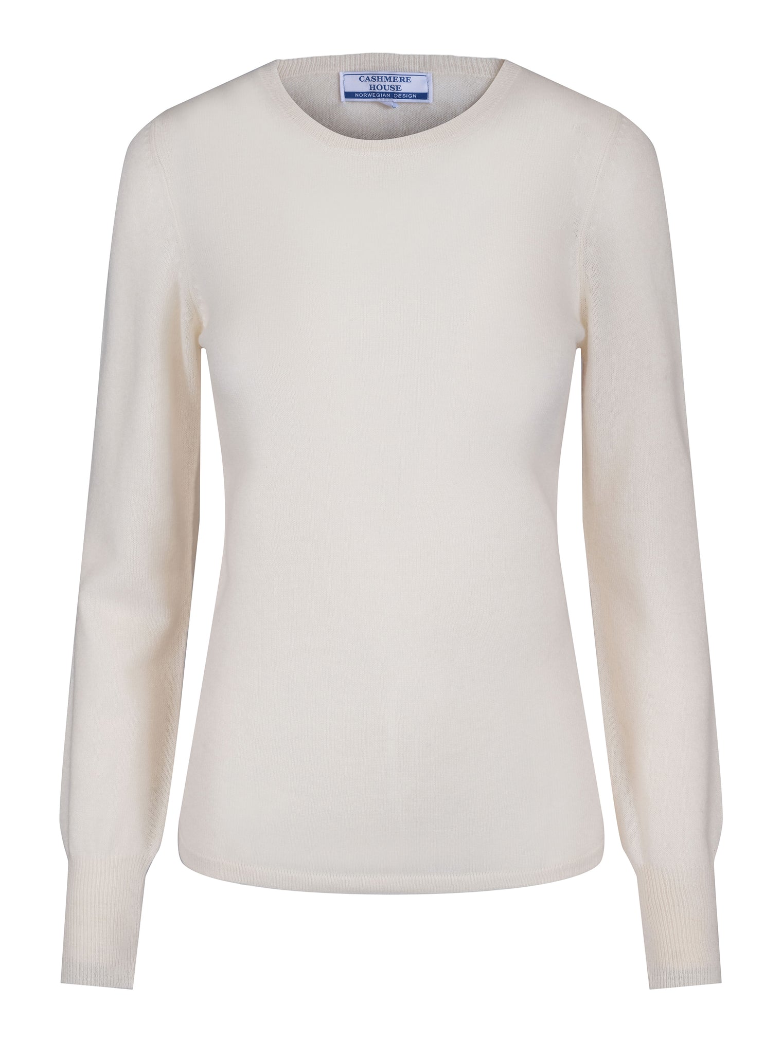Round Neck Cashmere Sweater – White (Maren)