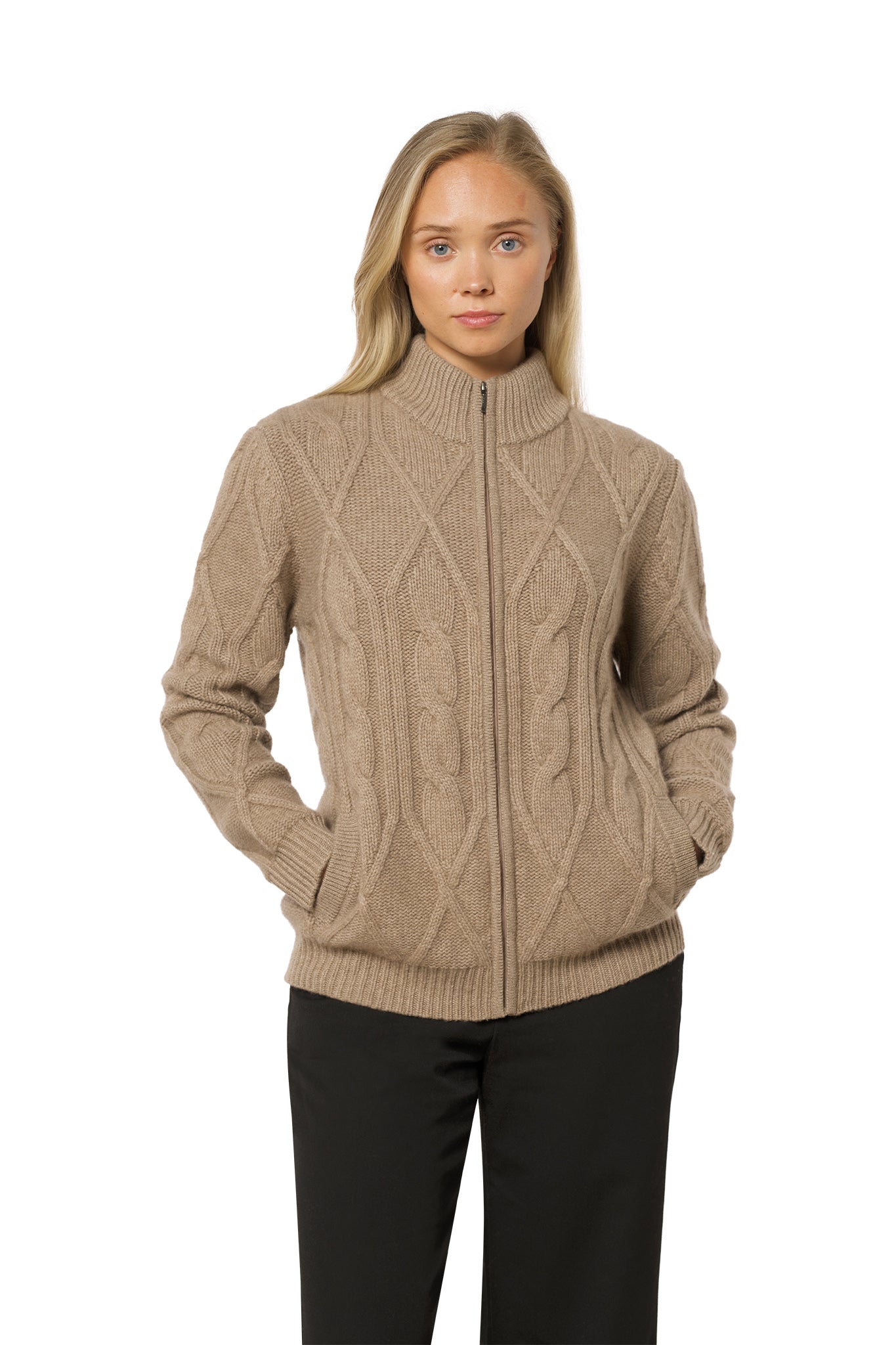 Thick braided cashmere jacket dark organic