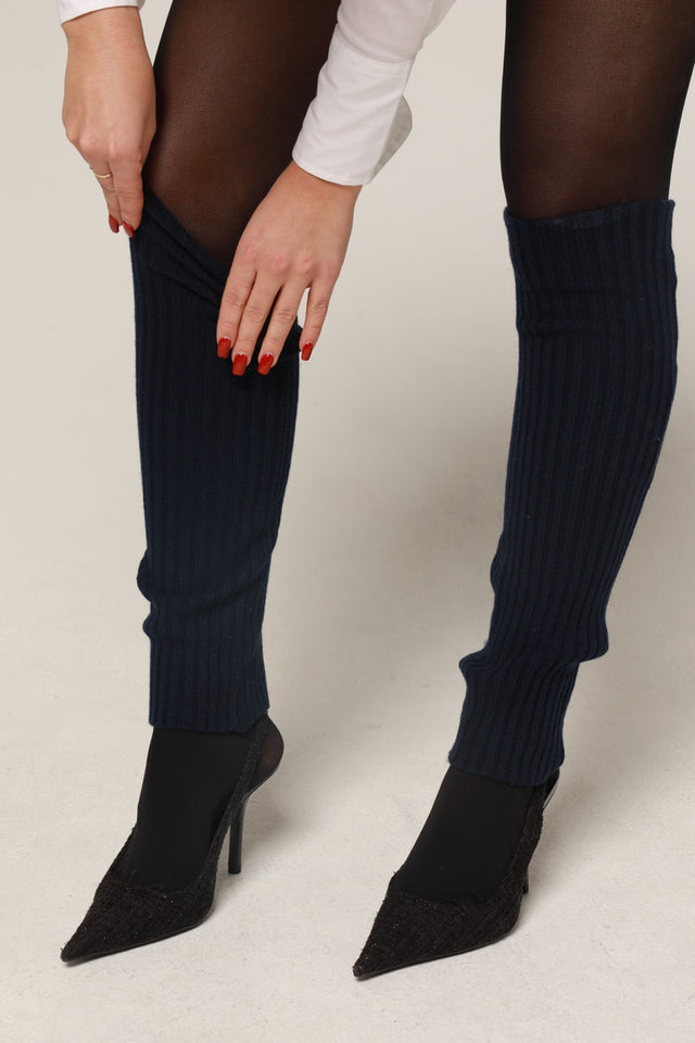 Kashmir leg warmers navy blue