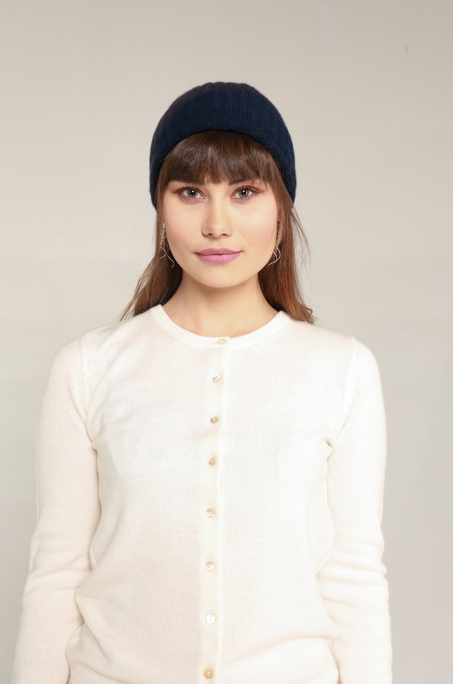 Navy Blue Cashmere Beanie