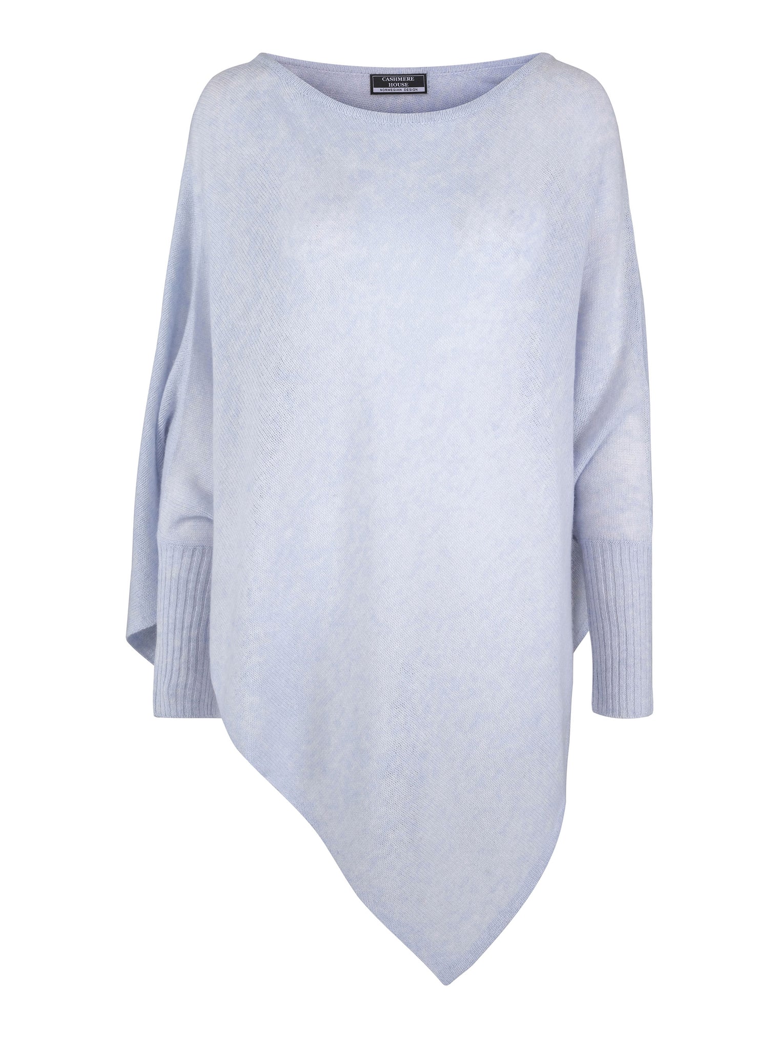 Cashmere Poncho with Sleeves – Sky Blue