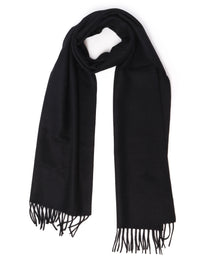 Cashmere Scarf with Fringes – Black