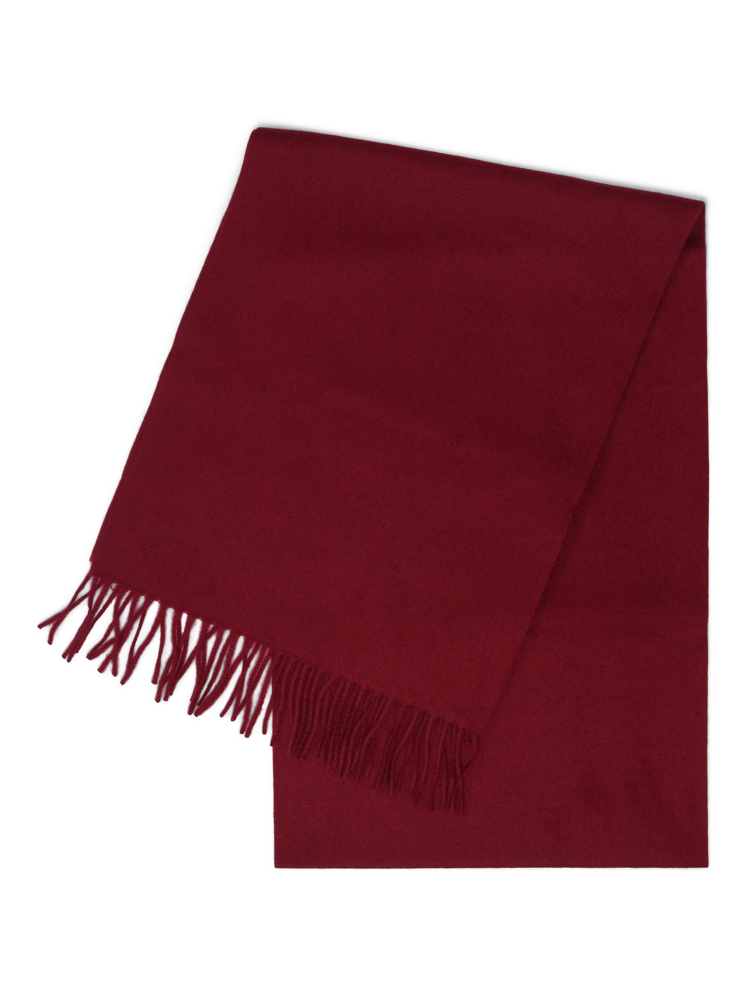 Cashmere Scarf with Fringes – Wine Red