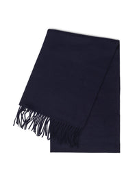 Cashmere Scarf with Fringes – Navy Blue
