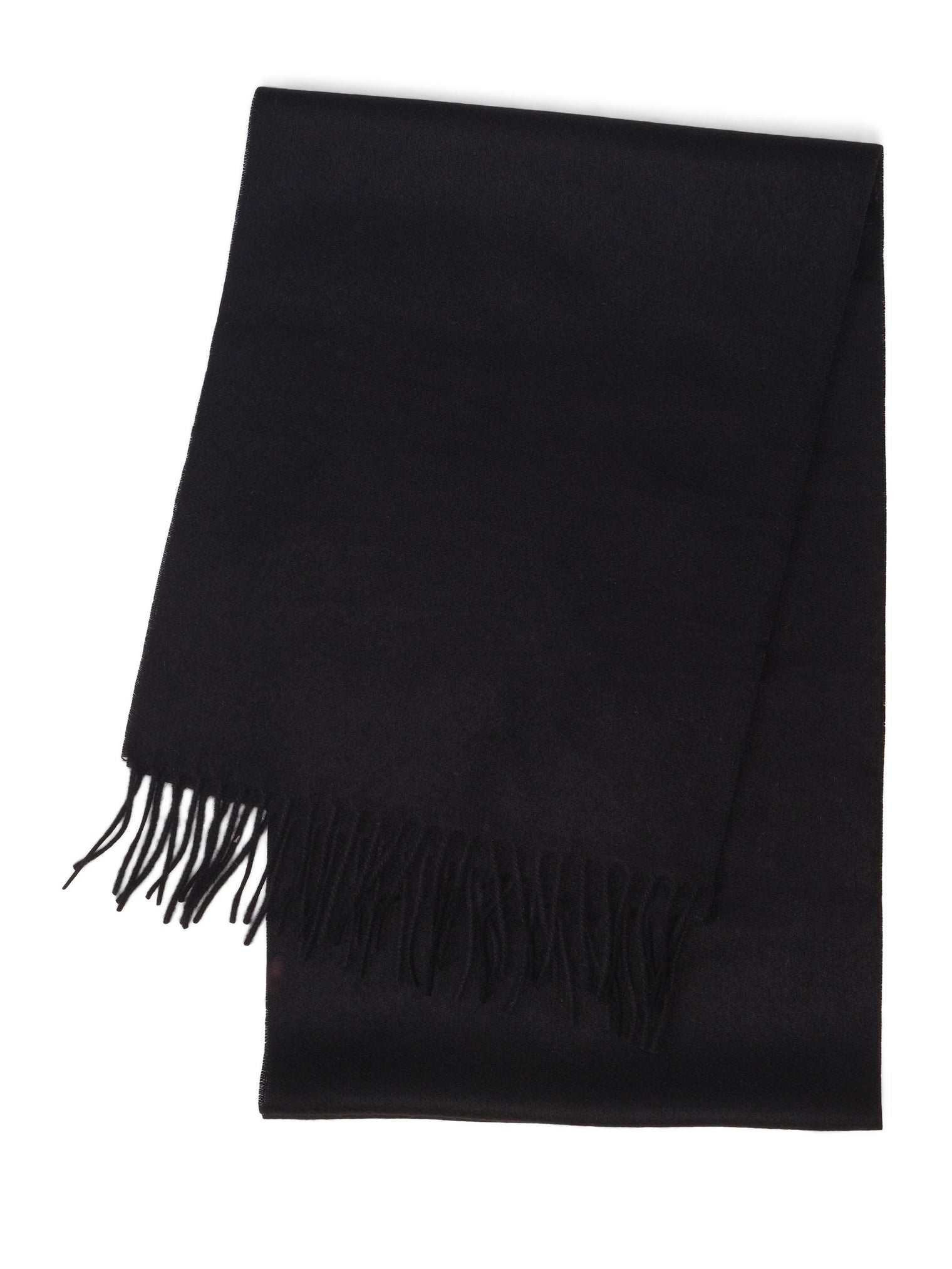 Cashmere Scarf with Fringes – Black