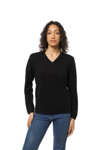 Classic Black Cashmere V-Neck Sweater