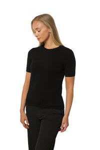 Short Sleeve Cashmere T-Shirt – Black