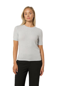 Short Sleeve Cashmere T-Shirt – Grey Blue