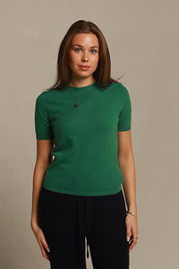 Short-sleeved cashmere t-shirt green