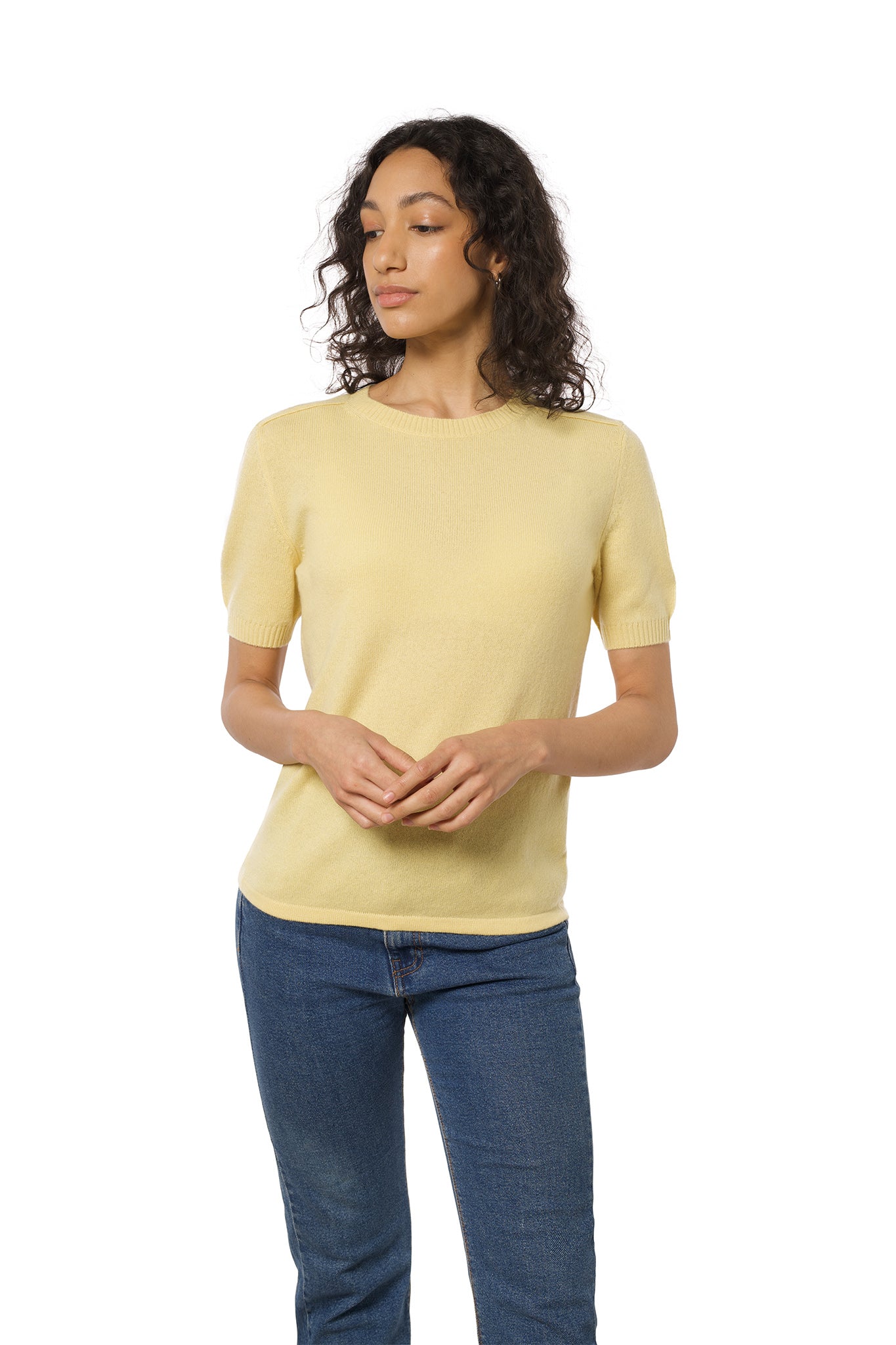 Short Sleeve Cashmere T-Shirt – Yellow