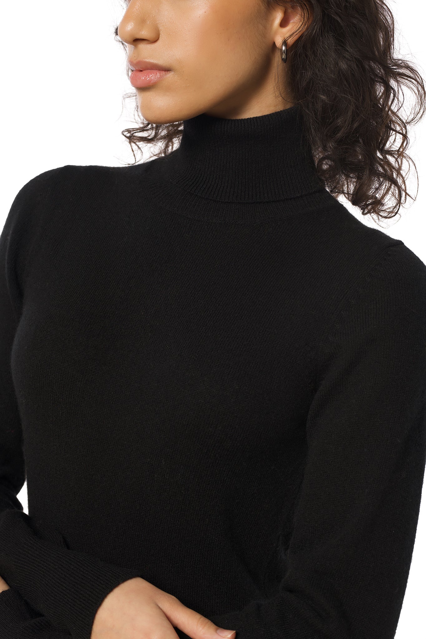 High neck cashmere sweater black