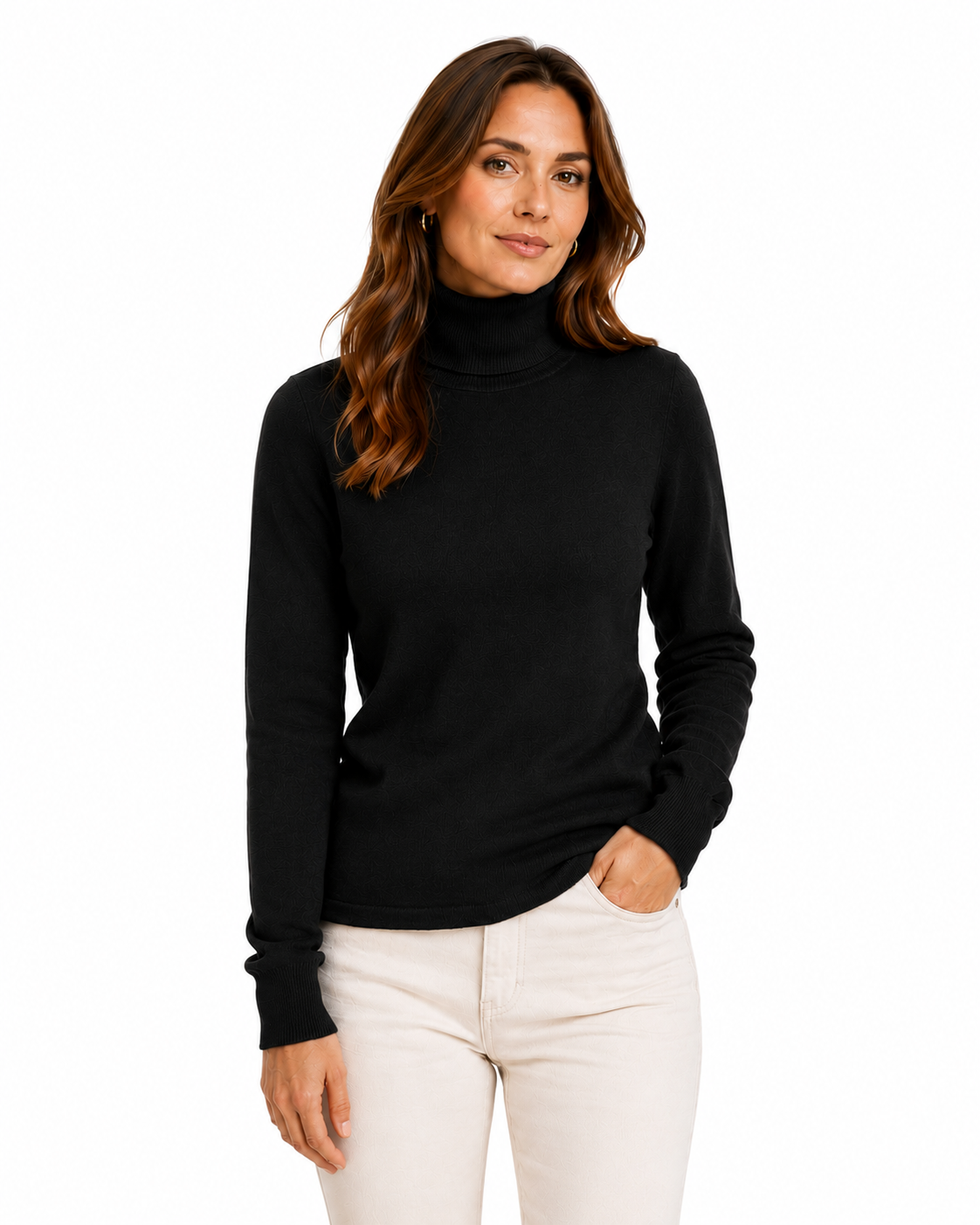 Turtleneck Cashmere Sweater – Black