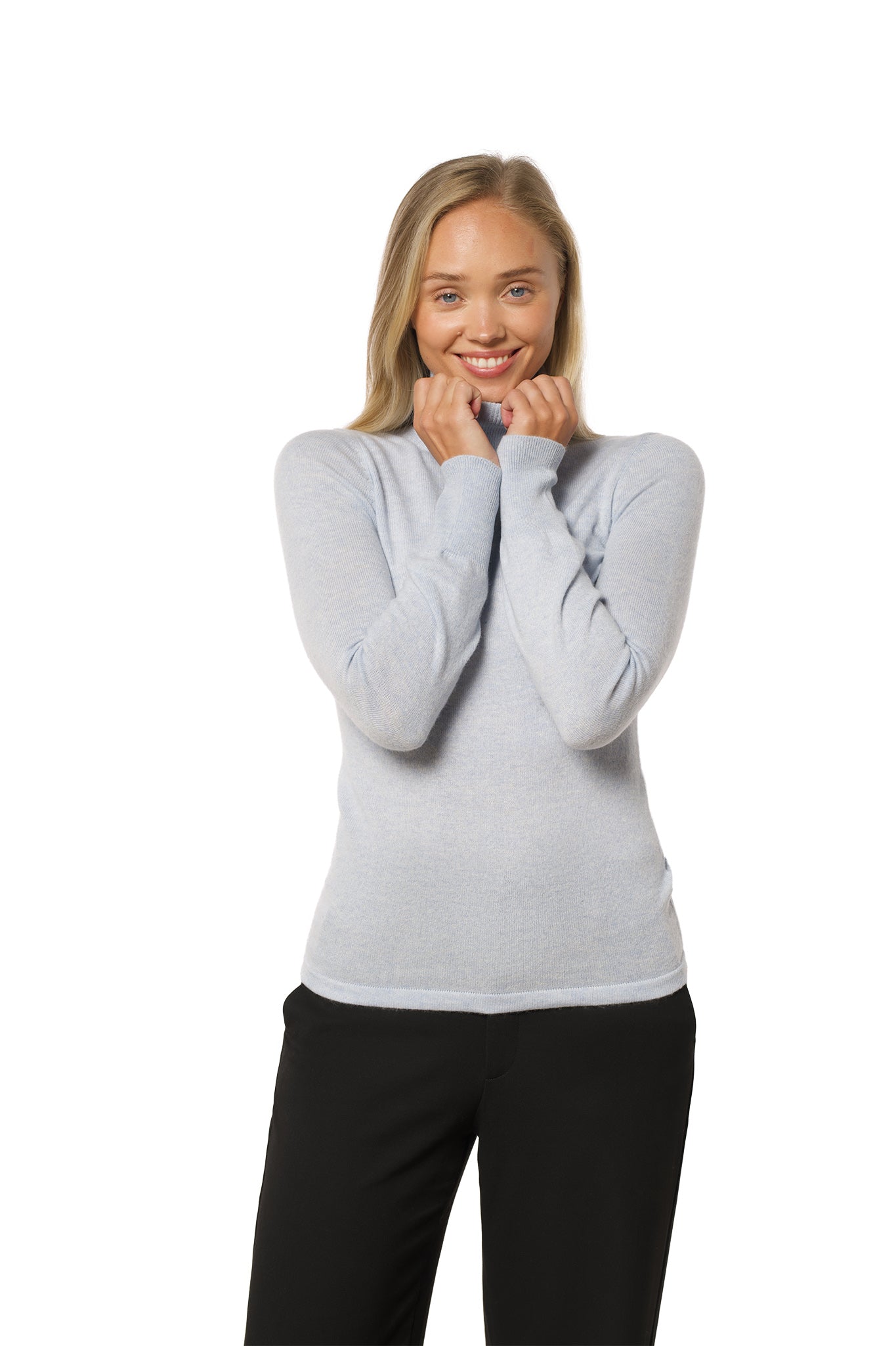 Turtleneck Cashmere Sweater – Blue Mist