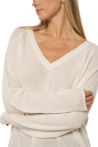 V-Neck Cashmere Sweater – White