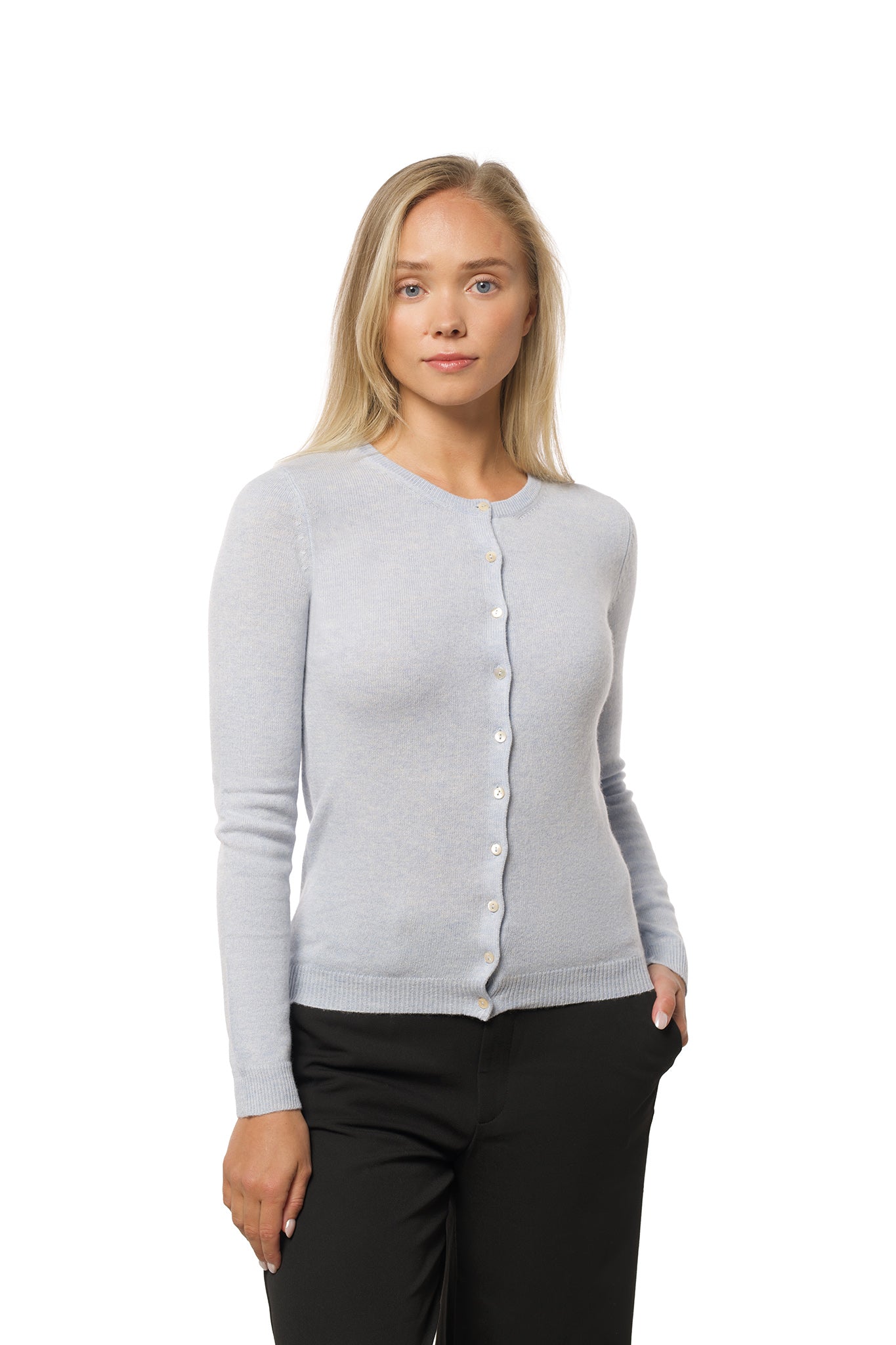 Classic Cashmere Cardigan – Blue Mist
