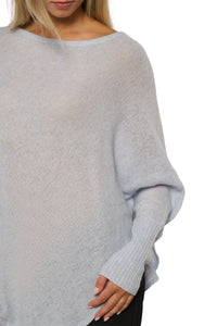 Cashmere Poncho with Sleeves – Sky Blue