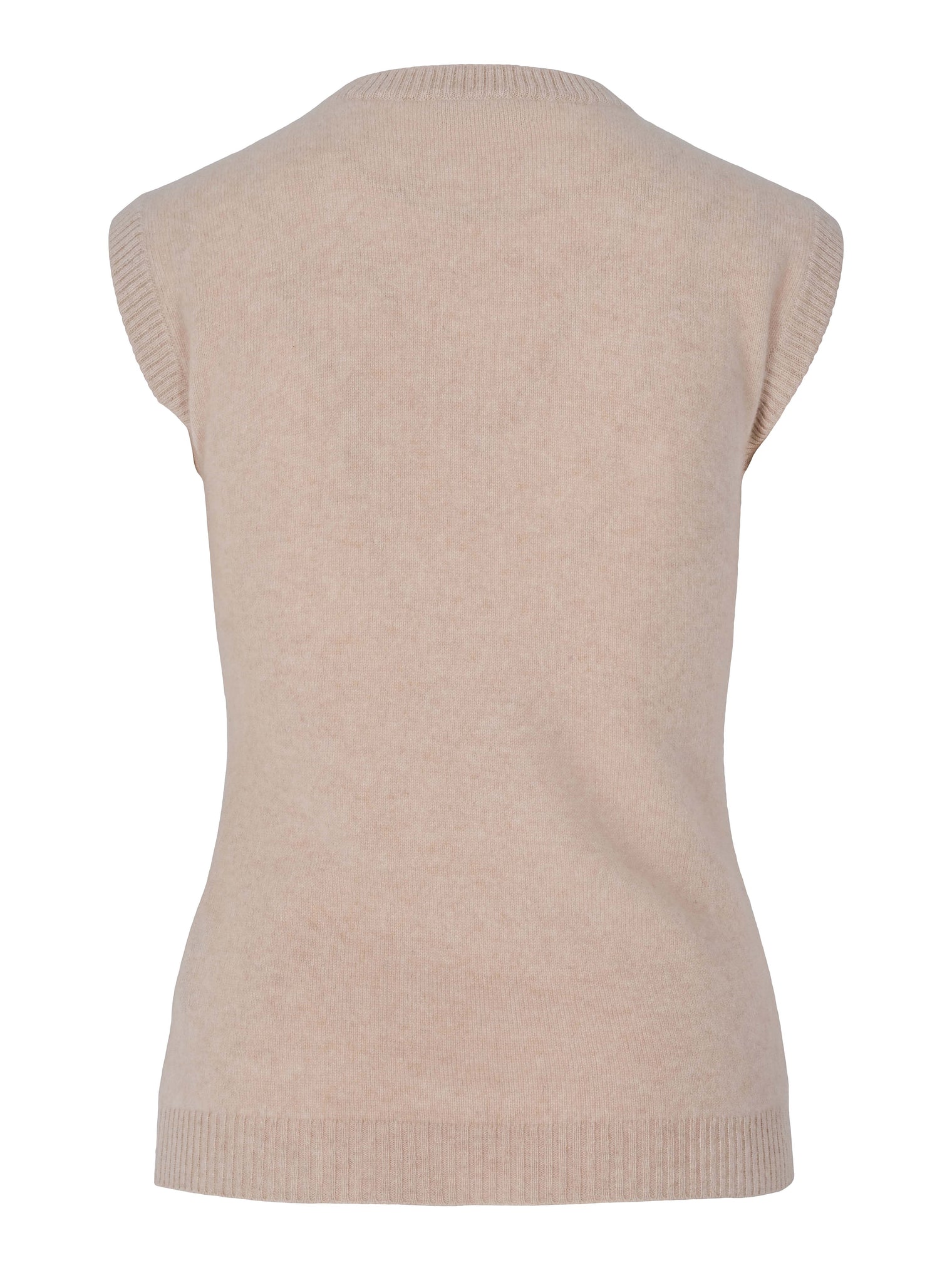 Classic Natural Colour Round Neck Cashmere Vest