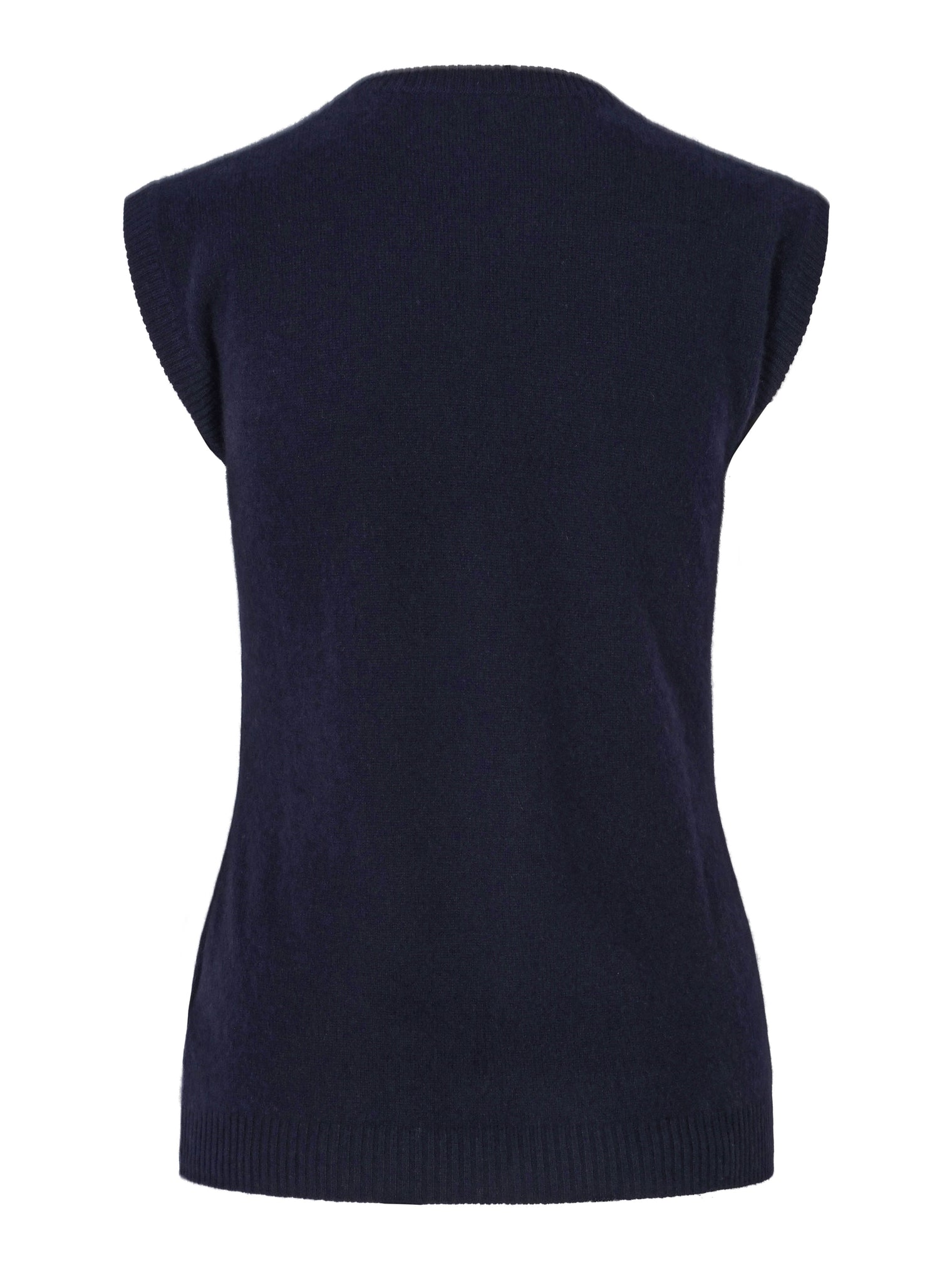 Classic Light Navy Blue Round Neck Cashmere Vest
