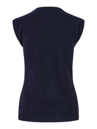Classic Light Navy Blue Round Neck Cashmere Vest