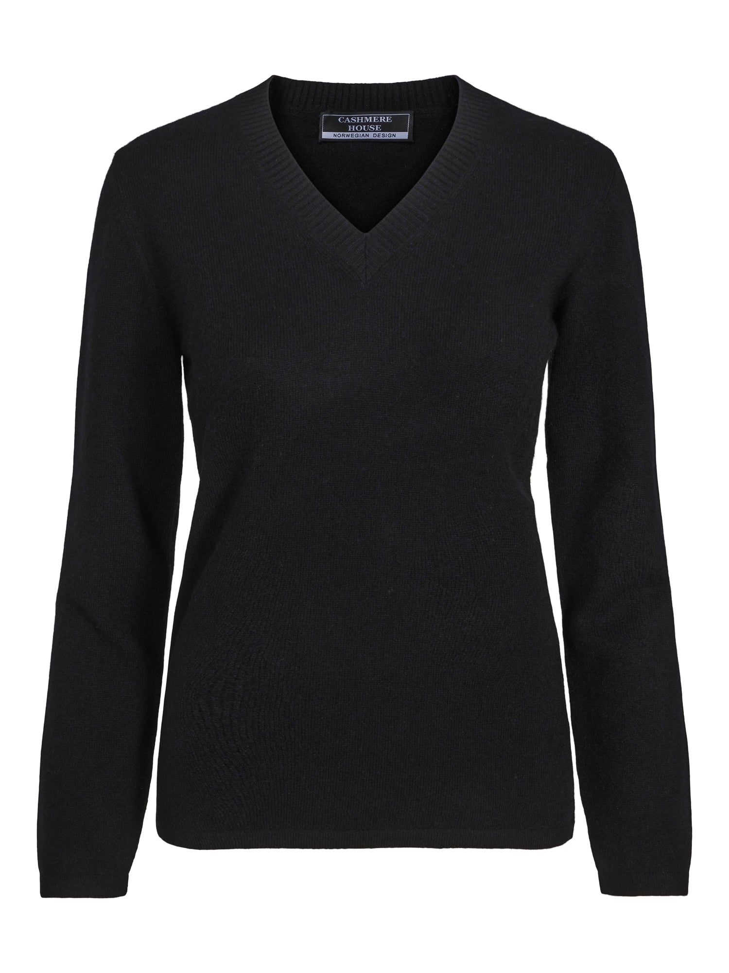 Classic Black Cashmere V-Neck Sweater