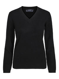 Classic Black Cashmere V-Neck Sweater