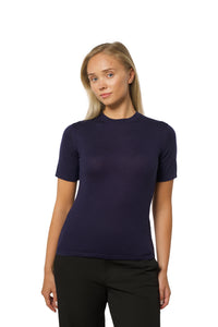 Timeless short-sleeved t-shirt in exclusive cashmere silk Navy blue