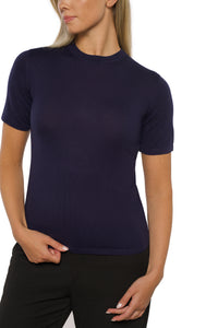 Timeless short-sleeved t-shirt in exclusive cashmere silk Navy blue