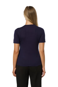Timeless short-sleeved t-shirt in exclusive cashmere silk Navy blue