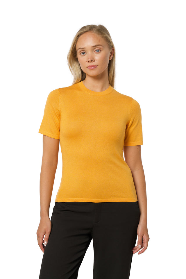 Timeless Short Sleeve Cashmere-Silk T-Shirt Lotus
