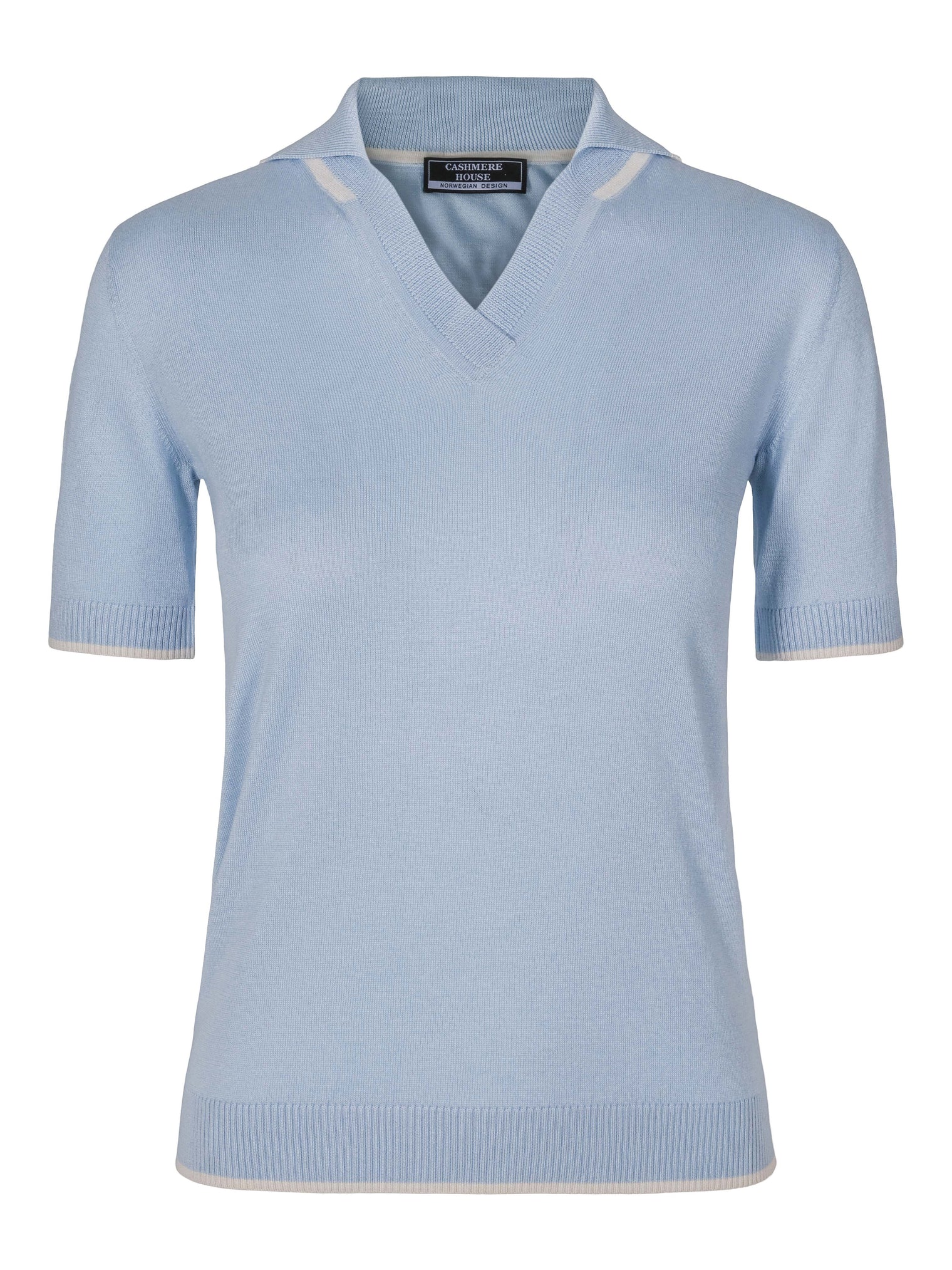 Polo in cashmere and silk Light blue