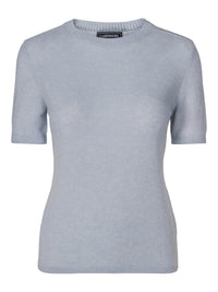 Short-sleeved cashmere t-shirt grey-blue